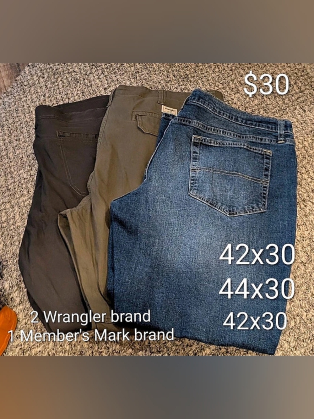 Men's Jeans Lot Blue & Gray Waist 42